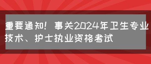 重要通知！事关2024年卫生专业技术、护士执业资格考试(图1)